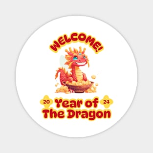 Welcome! Year of the Dragon: Playful Chinese Dragon in Treasured Colors Magnet